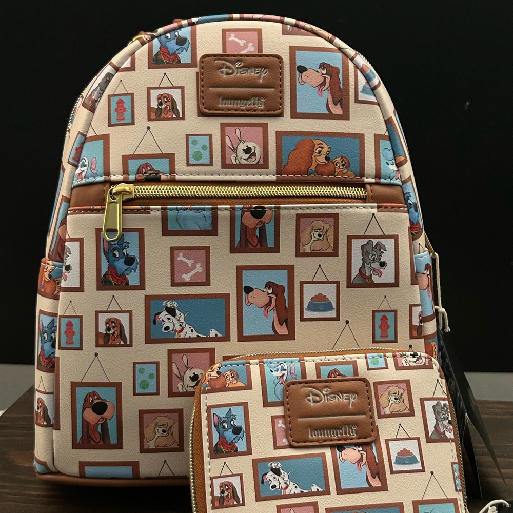 Loungefly Disney Dog’s Gallery mini backpack and mini wallet